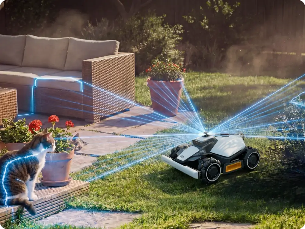 360 LiDAR i Dual-Camera AI Vision w Luba mini 2 AWD 1500 360 LiDAR i Dual Camera AI Vision w robocie koszącym Mammotion Luba mini 2 AWD 1500